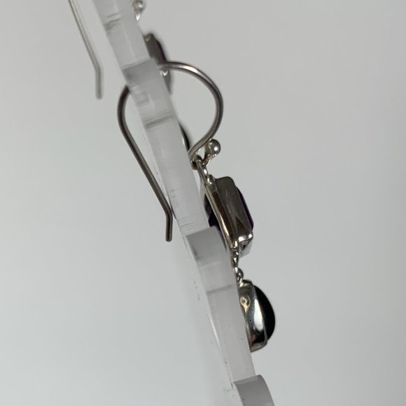 NWOT Silver Garnet Amethyst Dangling Earrings - Picture 3 of 3